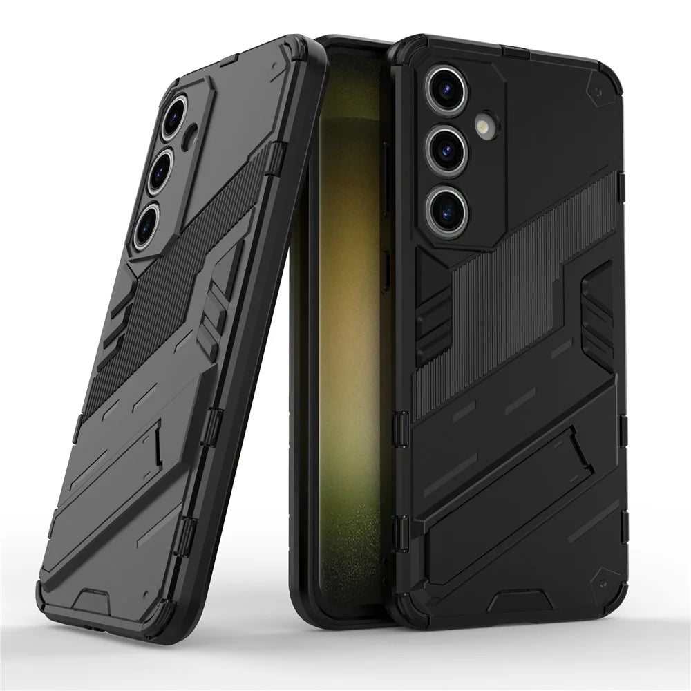 For Samsung Galaxy S24 FE Case Kickstand Hybrid Hard PC Soft TPU Phone Cover - Black - 4