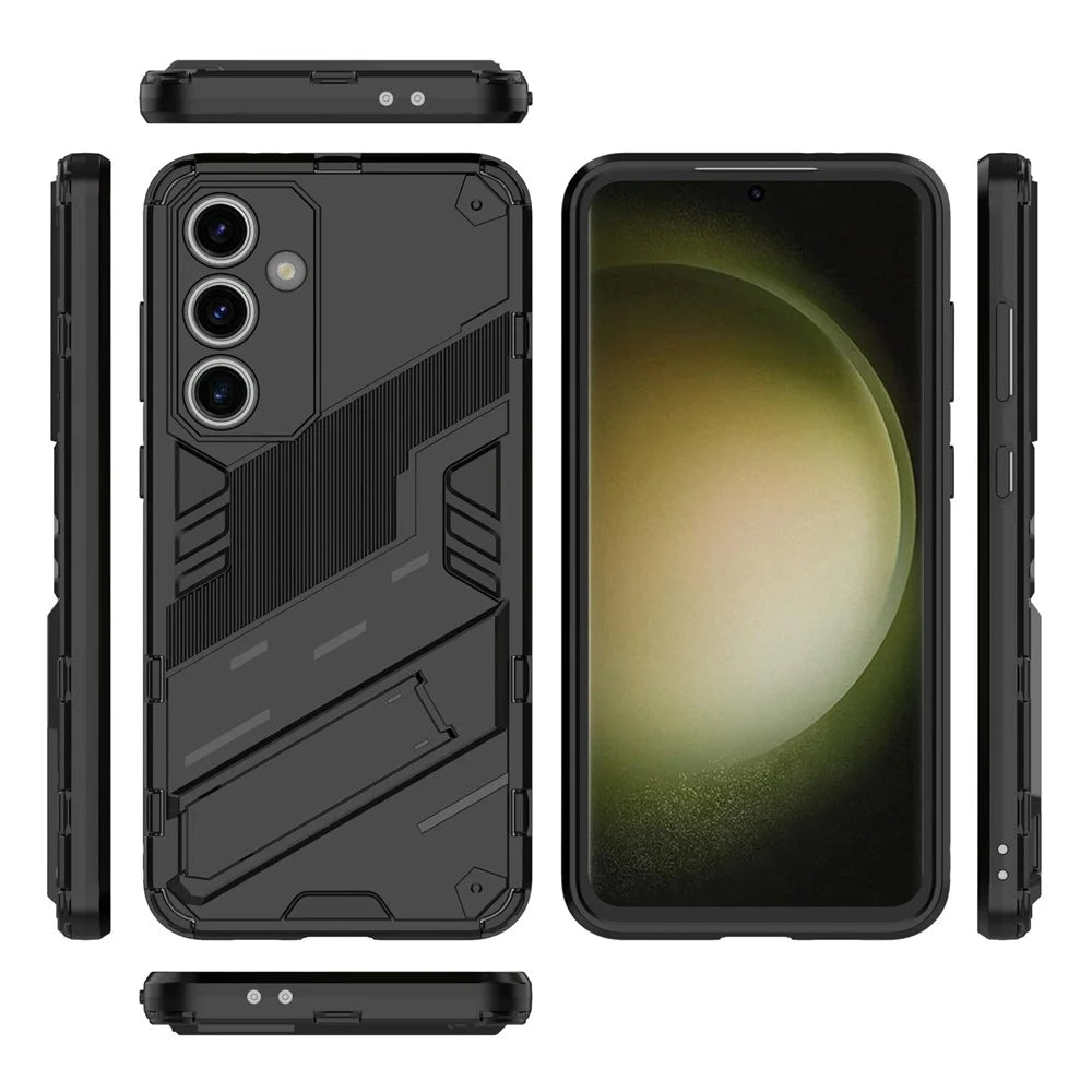 For Samsung Galaxy S24 FE Case Kickstand Hybrid Hard PC Soft TPU Phone Cover - Black - 5
