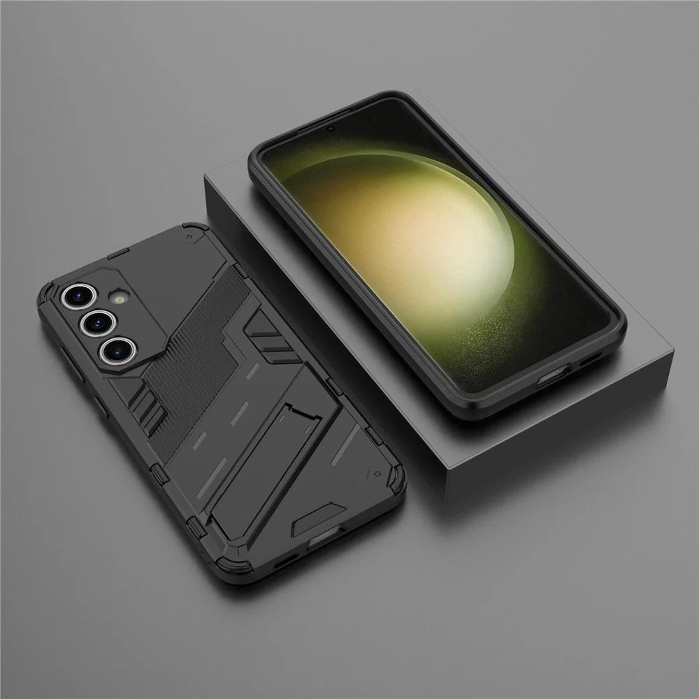For Samsung Galaxy S24 FE Case Kickstand Hybrid Hard PC Soft TPU Phone Cover - Black - 7