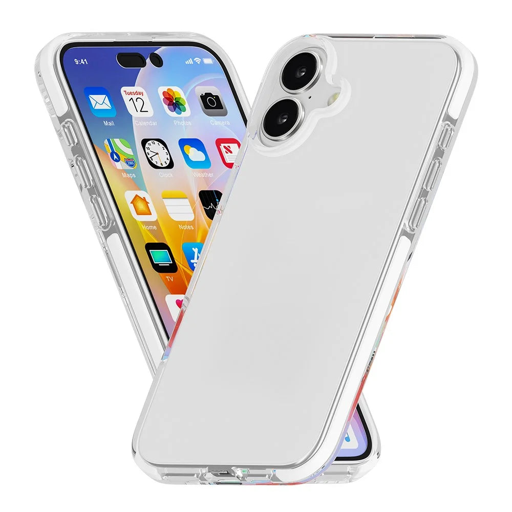For iPhone 16 Case Shockproof TPU+TPE Transparent Back Phone Cover - White - 4