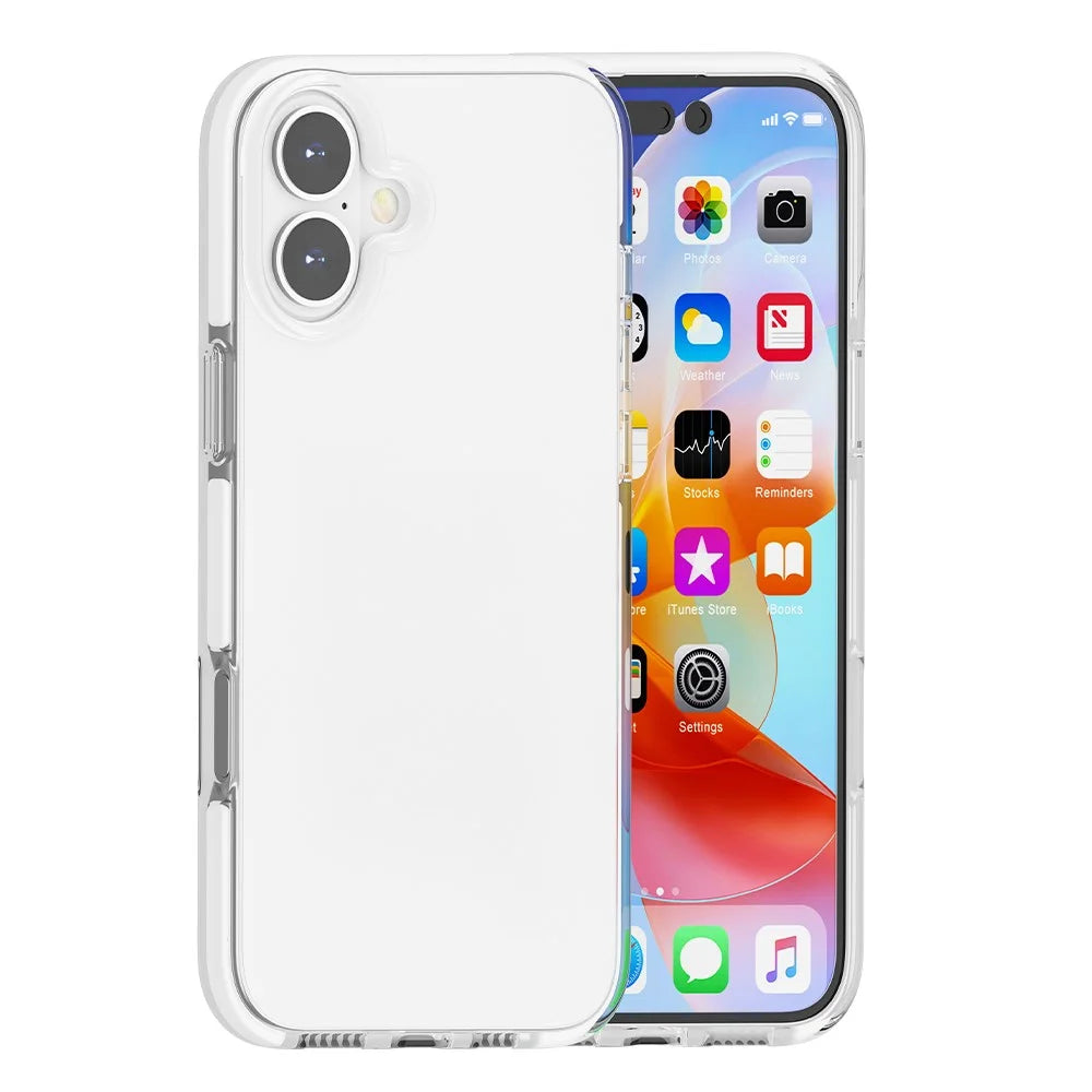 For iPhone 16 Case Shockproof TPU+TPE Transparent Back Phone Cover - White - 5