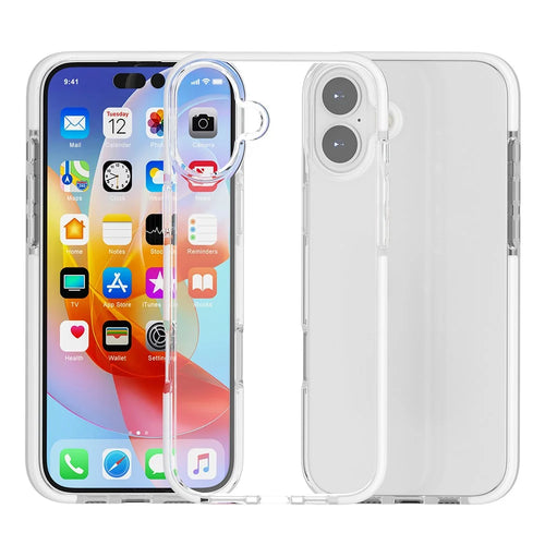 For iPhone 16 Plus Case TPU+TPE Drop Protection Phone Cover Anti-Scratch Clear Back - White - 1