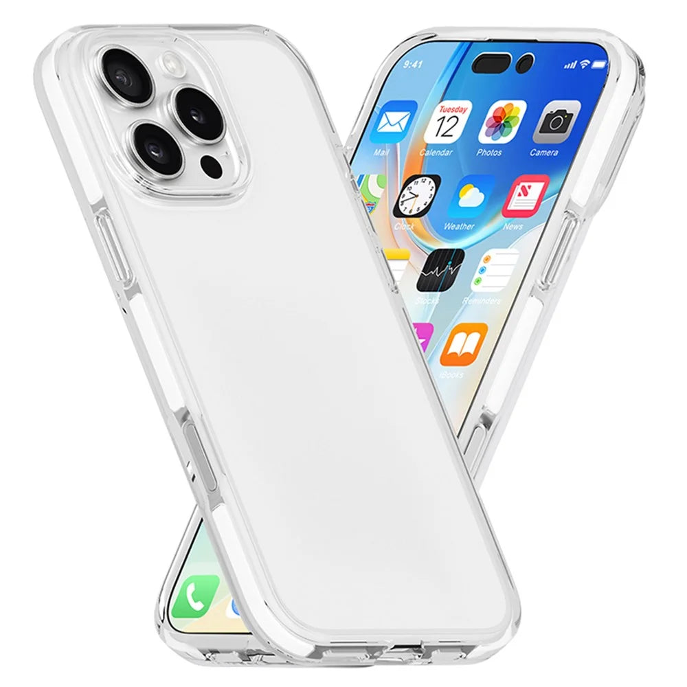 For iPhone 16 Pro Case TPU+TPE Anti-Drop Clear Phone Cover - White - 5