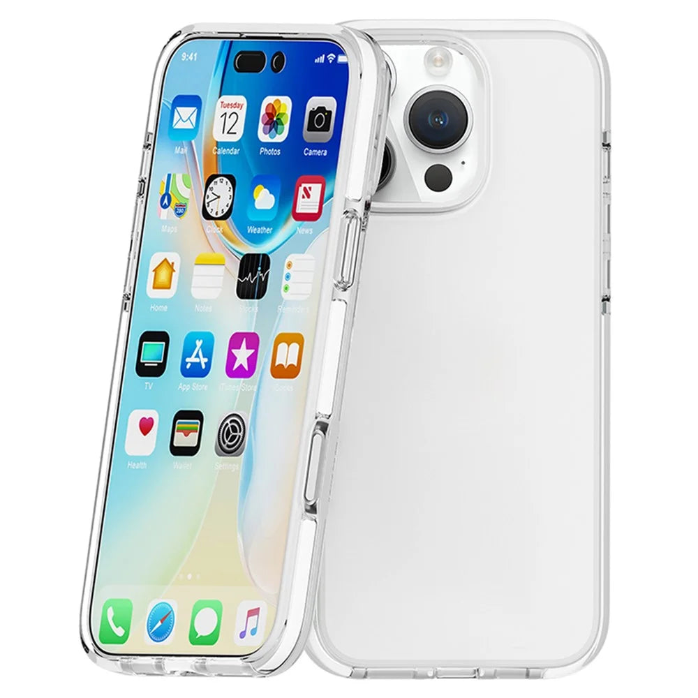 For iPhone 16 Pro Case TPU+TPE Anti-Drop Clear Phone Cover - White - 6