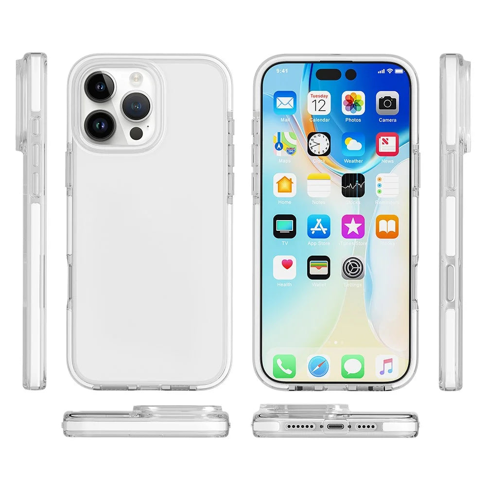 For iPhone 16 Pro Max Case TPU+TPE Transparent Protective Phone Cover - White - 7