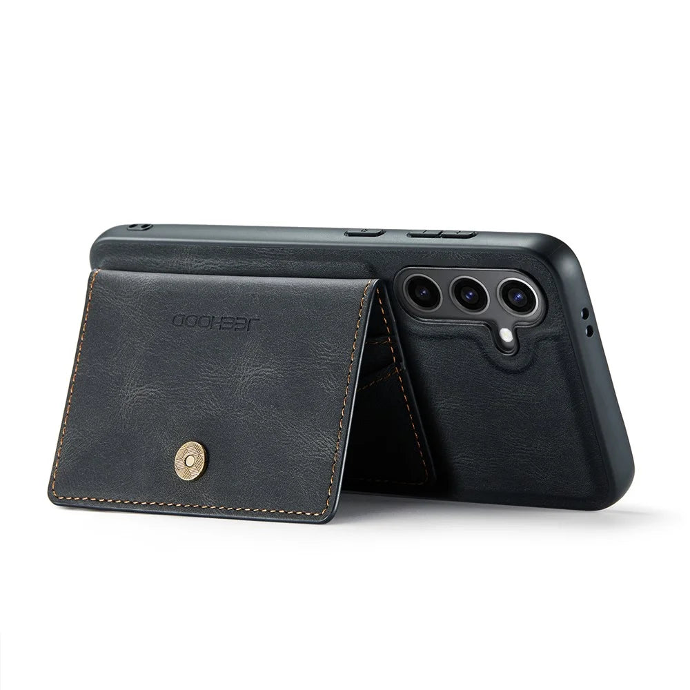 JEEHOOD J01 For Samsung Galaxy S24+ Case Detachable Card Bag Leather Coated TPU Cover - Black - 3
