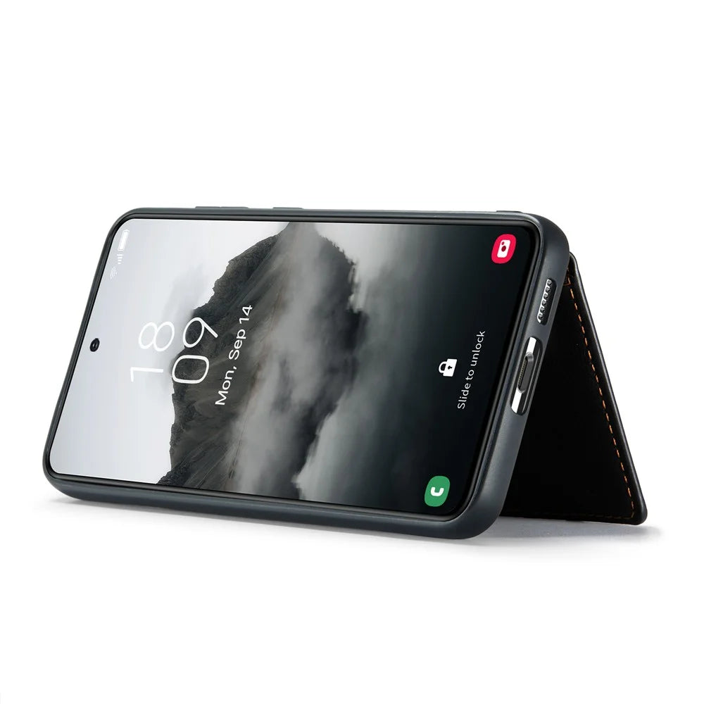 JEEHOOD J01 For Samsung Galaxy S24+ Case Detachable Card Bag Leather Coated TPU Cover - Black - 4