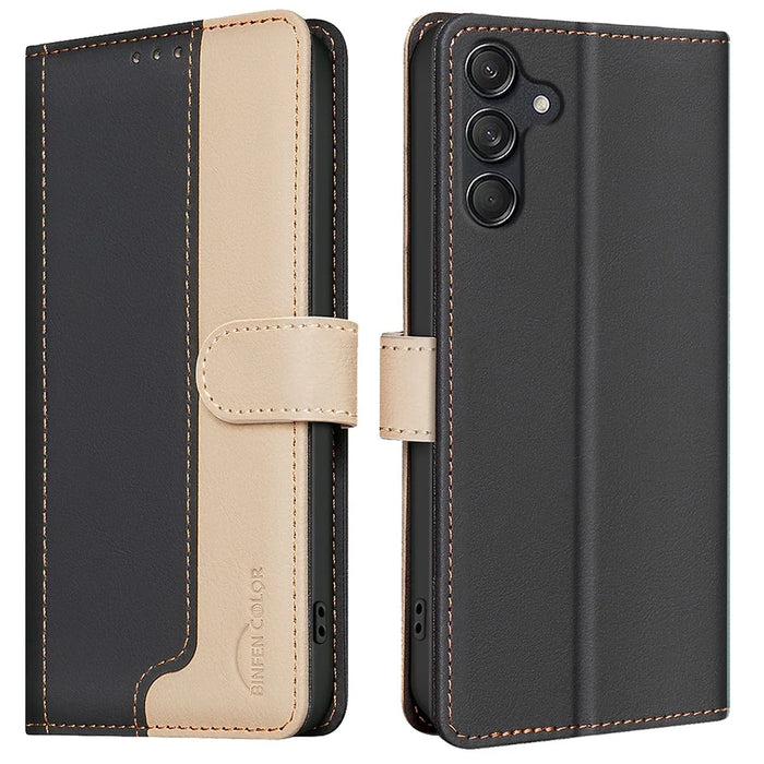 BINFEN COLOR BF33 For Samsung Galaxy A35 5G Case RFID Blocking Wallet Flip Leather Cover - Black - 1