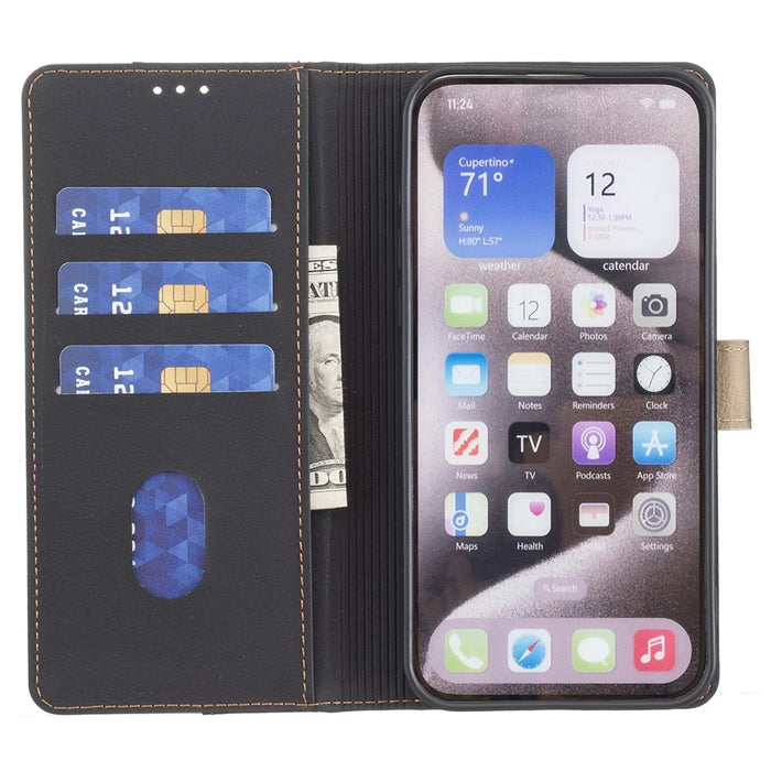 BINFEN COLOR BF33 For iPhone 15 Pro Max Leather Case RFID Blocking Wallet - Black - 2