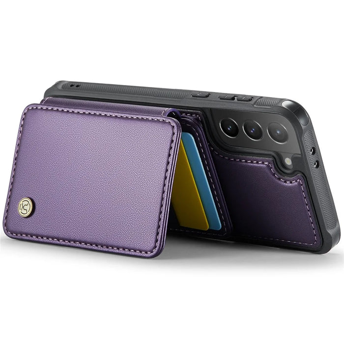 JEEHOOD J05 For Samsung Galaxy S21+ 5G Case Leather Mobile Cover with Detachable Magnetic Card Bag - Purple - 3