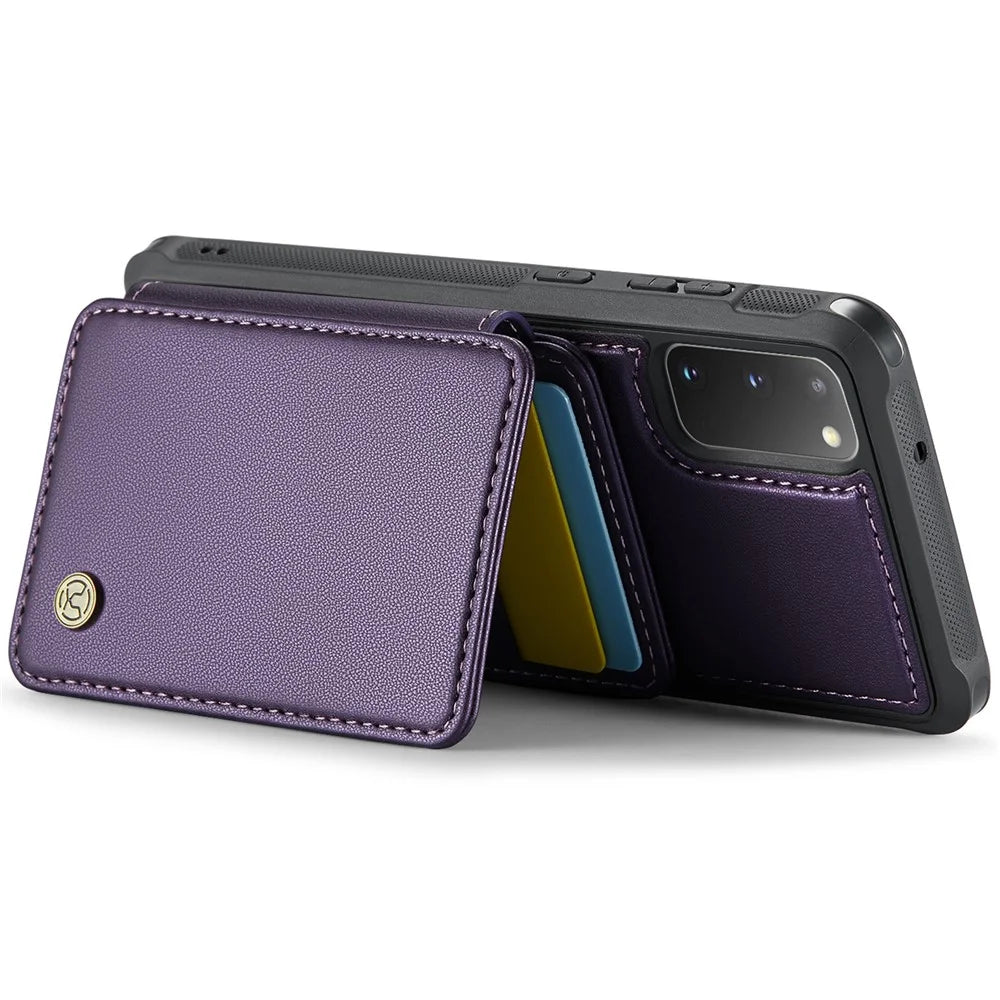 JEEHOOD J05 For Samsung Galaxy S20 4G / 5G Case Leather Mobile Cover with Detachable Magnetic Card Bag - Purple - 3