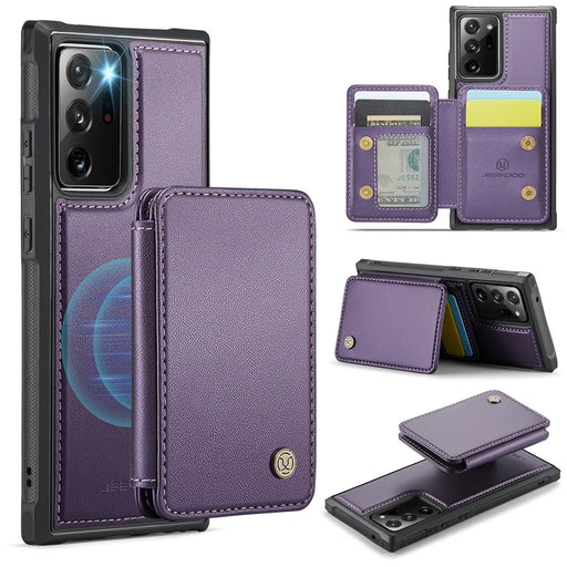JEEHOOD J05 For Samsung Galaxy Note20 Ultra / Note20 Ultra 5G Case Leather Mobile Cover with Detachable Magnetic Card Bag - Purple - 1