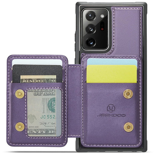JEEHOOD J05 For Samsung Galaxy Note20 Ultra / Note20 Ultra 5G Case Leather Mobile Cover with Detachable Magnetic Card Bag - Purple - 2