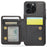JEEHOOD J05 For iPhone 15 Pro Case Leather Mobile Cover with Detachable Magnetic Card Bag - Black - 2