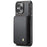 JEEHOOD J05 For iPhone 15 Pro Case Leather Mobile Cover with Detachable Magnetic Card Bag - Black - 5
