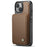 JEEHOOD J05 For iPhone 15 Plus Case Leather Mobile Cover with Detachable Magnetic Card Bag - Brown - 5