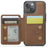 JEEHOOD J05 For iPhone 14 Plus Case Leather Mobile Cover with Detachable Magnetic Card Bag - Brown - 2