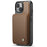 JEEHOOD J05 For iPhone 14 Plus Case Leather Mobile Cover with Detachable Magnetic Card Bag - Brown - 5