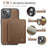JEEHOOD J05 For iPhone 13 Case Leather Mobile Cover with Detachable Magnetic Card Bag - Brown - 7