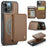 JEEHOOD J05 For iPhone 12 Pro Max Case Leather Mobile Cover with Detachable Magnetic Card Bag - Brown - 1