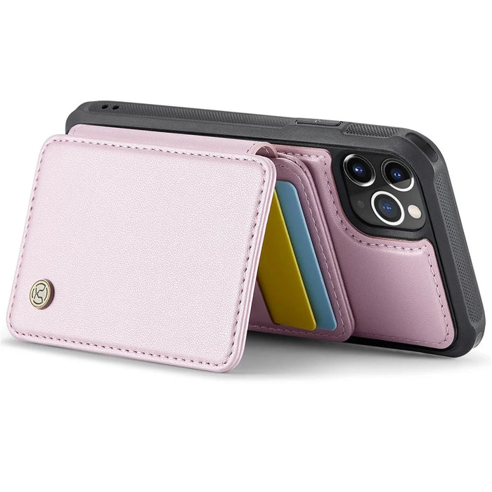 JEEHOOD J05 For iPhone 11 Pro Max Case Leather Mobile Cover with Detachable Magnetic Card Bag - Pink - 3