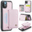 JEEHOOD J05 For iPhone 11 Pro Case Leather Mobile Cover with Detachable Magnetic Card Bag - Pink - 1
