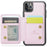 JEEHOOD J05 For iPhone 11 Pro Case Leather Mobile Cover with Detachable Magnetic Card Bag - Pink - 2