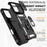 For iPhone 16 Plus Case Ring Kickstand PC+TPU Phone Protector with Slide Camera Cover - Black - 6
