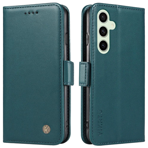 YIKATU YK-003 For Samsung Galaxy S24 FE Case Side Clasps Leather Wallet Stand Phone Cover - Green - 1