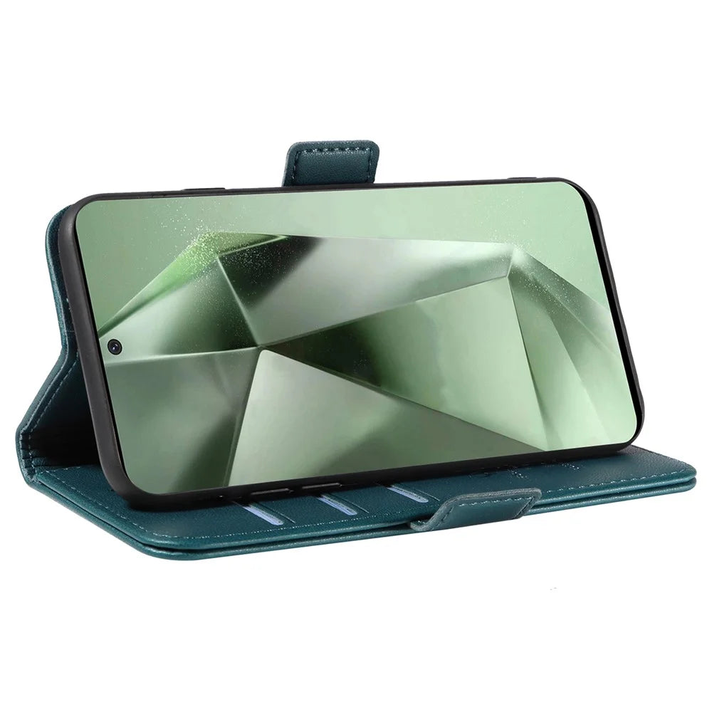 YIKATU YK-003 For Samsung Galaxy S24 FE Case Side Clasps Leather Wallet Stand Phone Cover - Green - 3