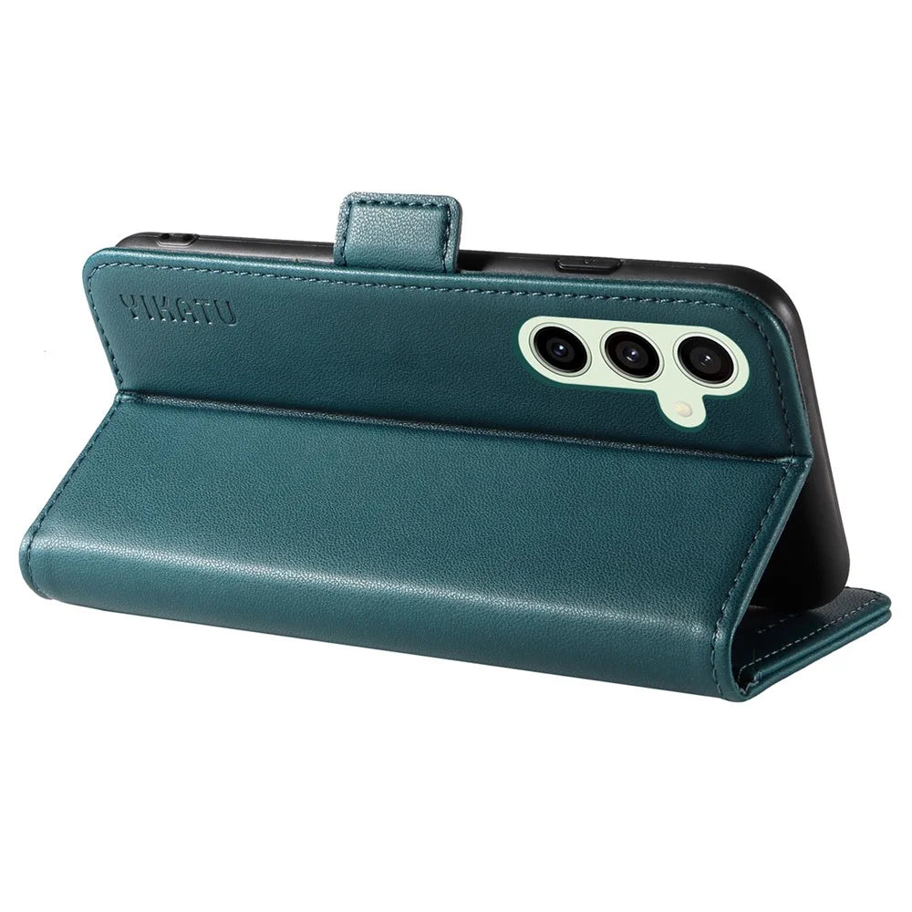 YIKATU YK-003 For Samsung Galaxy S24 FE Case Side Clasps Leather Wallet Stand Phone Cover - Green - 4