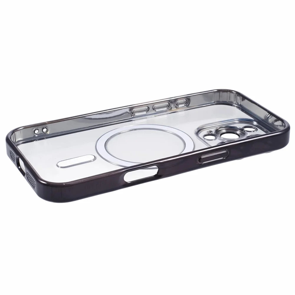 For iPhone 16 Pro Max Case Compatible with MagSafe Electroplating TPU Phone Cover with Lens Film - Black - 5