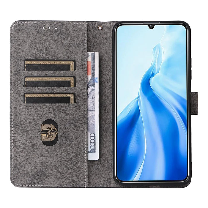 For Oukitel C51 Leather Case RFID Blocking Wallet Phone Cover with Strap - Black - 2