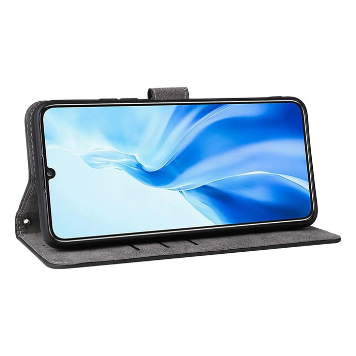 For Oukitel C51 Leather Case RFID Blocking Wallet Phone Cover with Strap - Black - 3