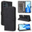For Oukitel C51 Leather Case RFID Blocking Wallet Phone Cover with Strap - Black - 6
