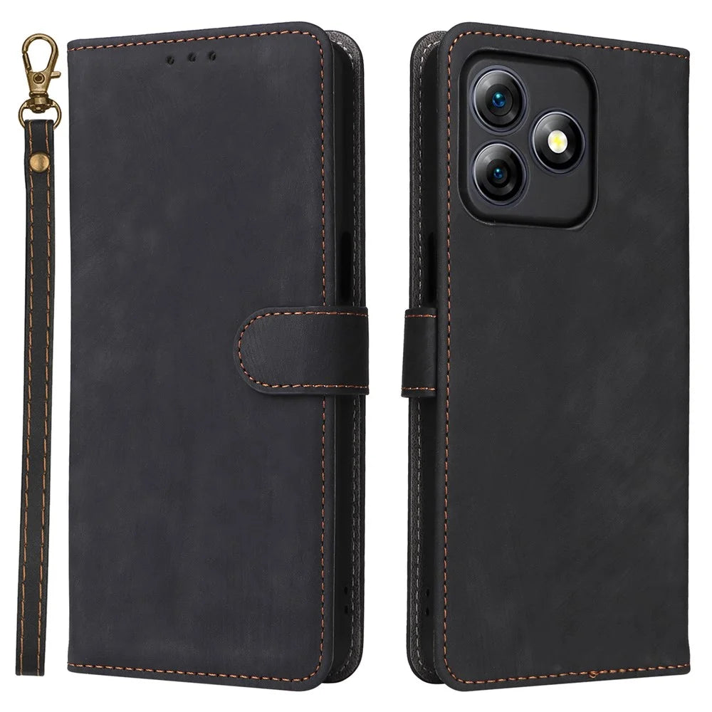 For Ulefone Note 18 Ultra Leather Case RFID Blocking Wallet Phone Cover with Strap - Black - 1