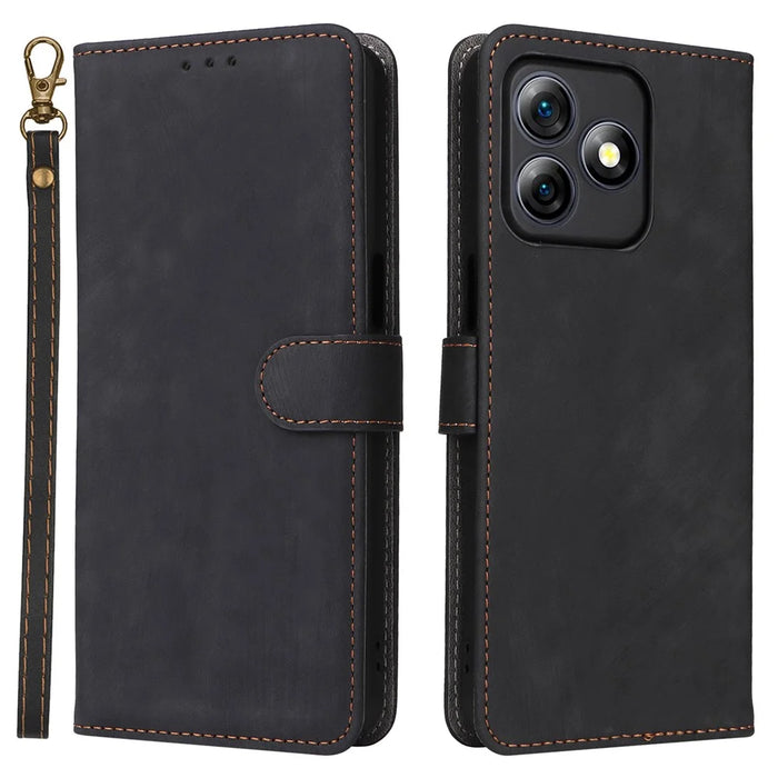 For Ulefone Note 18 Ultra Leather Case RFID Blocking Wallet Phone Cover with Strap - Black - 1