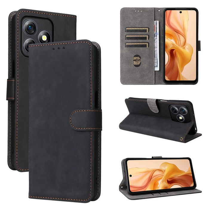 For Ulefone Note 18 Ultra Leather Case RFID Blocking Wallet Phone Cover with Strap - Black - 6