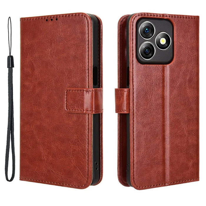 For Ulefone Note 18 Ultra Leather Phone Case Wallet Crazy Horse Texture - Brown - 1