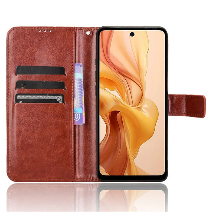 For Ulefone Note 18 Ultra Leather Phone Case Wallet Crazy Horse Texture - Brown - 2