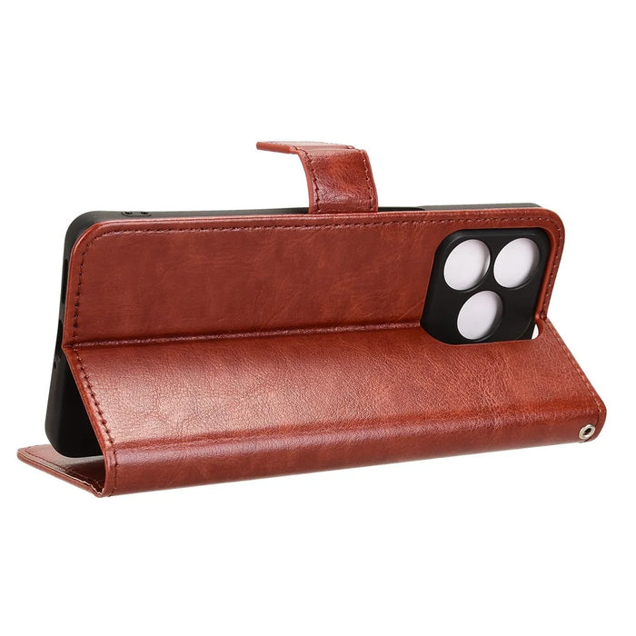 For Ulefone Note 18 Ultra Leather Phone Case Wallet Crazy Horse Texture - Brown - 3