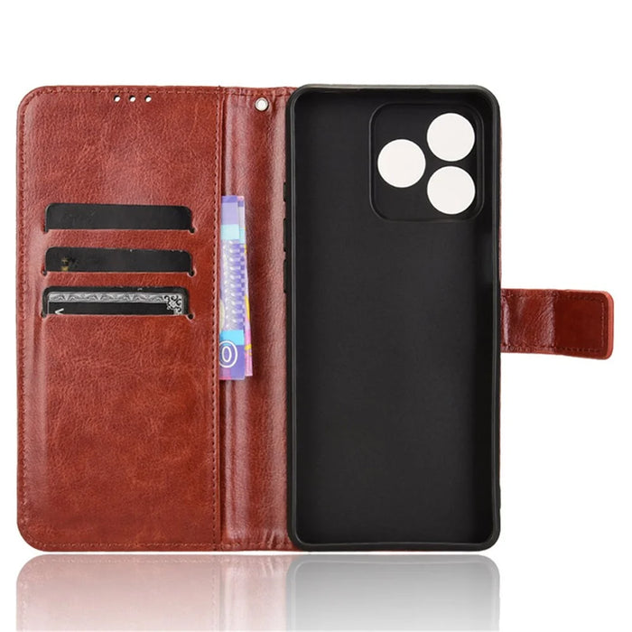 For Ulefone Note 18 Ultra Leather Phone Case Wallet Crazy Horse Texture - Brown - 4