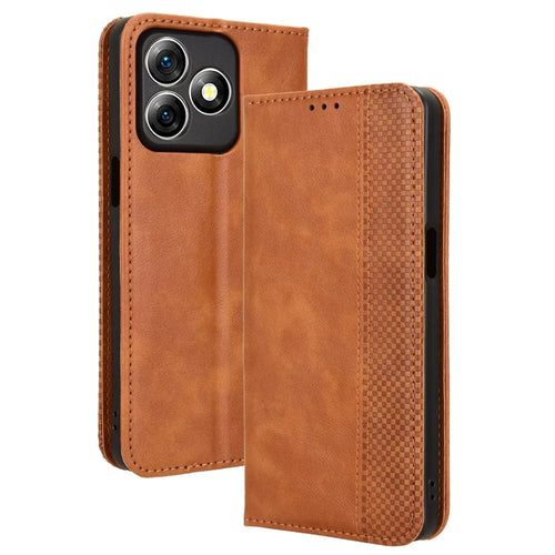 For Ulefone Note 18 Ultra Case Retro PU Leather Wallet Phone Cover Stand - Brown - 1