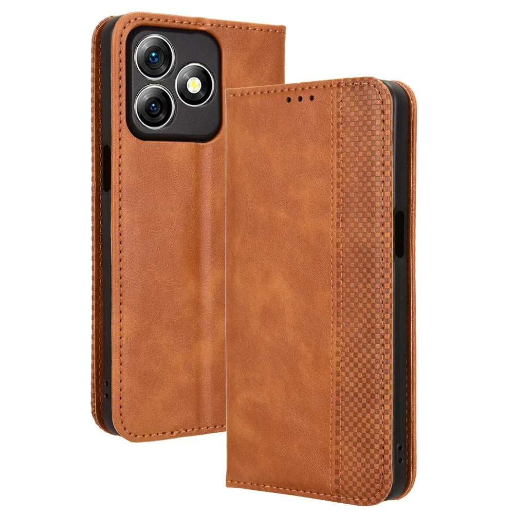 For Ulefone Note 18 Ultra Case Retro PU Leather Wallet Phone Cover Stand - Brown - 1