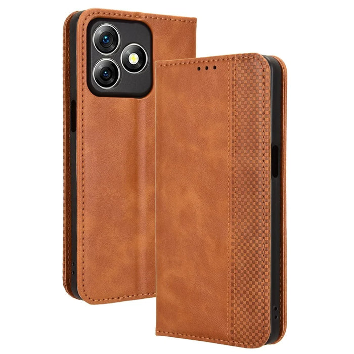 For Ulefone Note 18 Ultra Case Retro PU Leather Wallet Phone Cover Stand - Brown - 1
