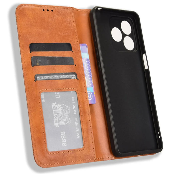 For Ulefone Note 18 Ultra Case Retro PU Leather Wallet Phone Cover Stand - Brown - 5