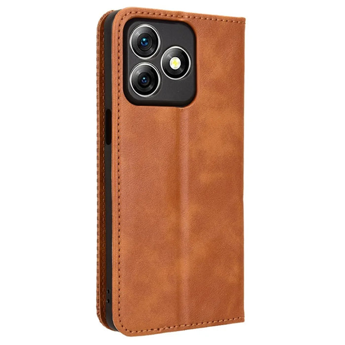 For Ulefone Note 18 Ultra Case Retro PU Leather Wallet Phone Cover Stand - Brown - 7