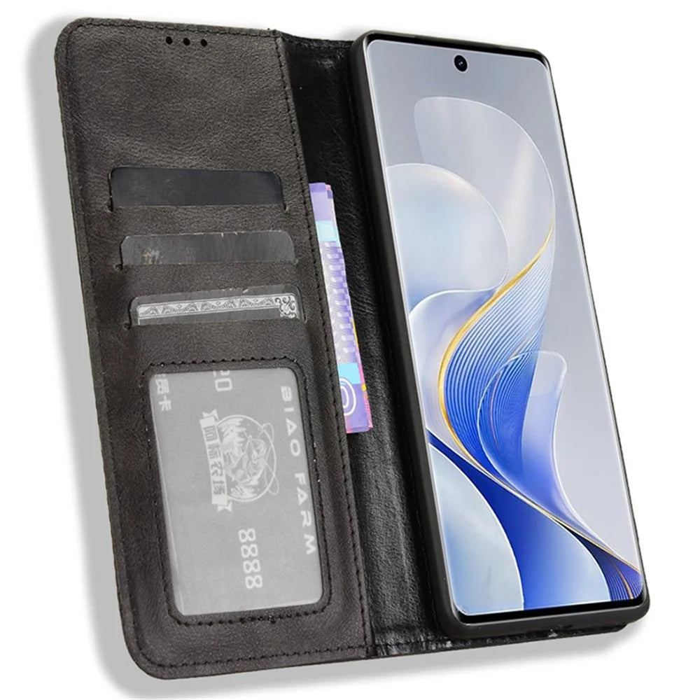 For vivo S19 Pro 5G  /  V40 5G Case Retro PU Leather Wallet Phone Cover Stand - Black - 2