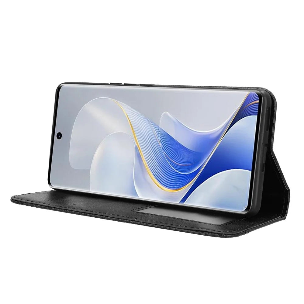 For vivo S19 Pro 5G  /  V40 5G Case Retro PU Leather Wallet Phone Cover Stand - Black - 3