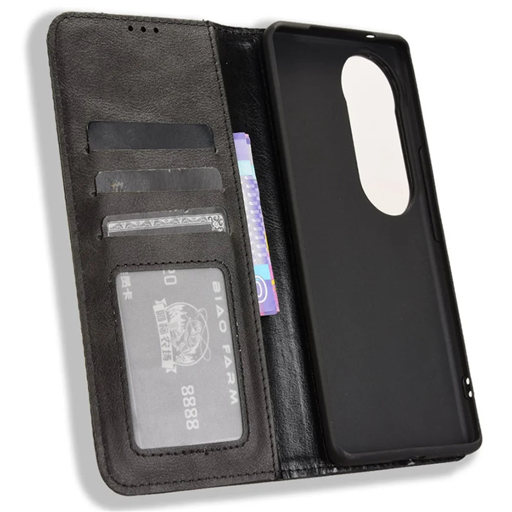 For vivo S19 Pro 5G  /  V40 5G Case Retro PU Leather Wallet Phone Cover Stand - Black - 5